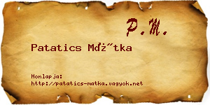 Patatics Mátka névjegykártya